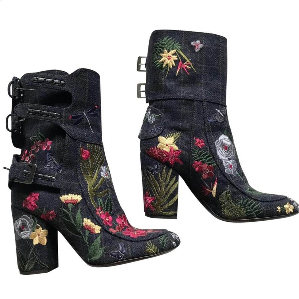Laurence dacade plaid floral bootie